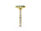 Yellow gold Fancy Green Marquise Cut Diamond Pavé Solitaire Ring with Round Band and Prong Setting_14