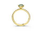 Yellow gold Fancy Green Marquise Cut Diamond Pavé Solitaire Ring with Round Band and Prong Setting_15