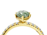 Yellow gold Fancy Green Marquise Cut Diamond Pavé Solitaire Ring with Round Band and Prong Setting_16