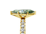 Yellow gold Fancy Green Marquise Cut Diamond Pavé Solitaire Ring with Round Band and Prong Setting_17