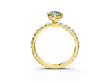 Yellow gold Fancy Green Marquise Cut Diamond Pavé Solitaire Ring with Round Band and Prong Setting_27