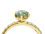 Yellow gold Fancy Green Marquise Cut Diamond Pavé Solitaire Ring with Round Band and Prong Setting_28