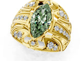 Yellow gold Fancy Green Marquise Cut Diamond Pave Art Deco Split Shank Ring with Four-Prong Setting_1