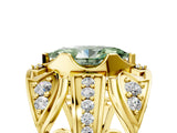 Yellow gold Fancy Green Marquise Cut Diamond Pave Art Deco Split Shank Ring with Four-Prong Setting_5