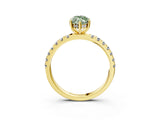 Yellow gold Fancy Green Marquise Cut Diamond Pave Band Solitaire Ring with Four-Prong Setting_61