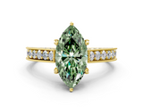 Yellow gold Fancy Green Marquise  Cut Diamond Pave Band with Four-Prong Setting_20