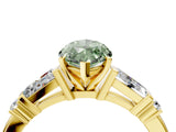 Yellow gold Fancy Green Marquise  Cut Diamond Ring with Baguette Side Stones, Channel Set Band, and Four-Prong Setting_28
