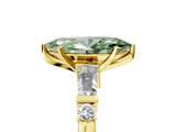 Yellow gold Fancy Green Marquise  Cut Diamond Ring with Baguette Side Stones, Channel Set Band, and Four-Prong Setting_29
