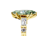 Yellow gold Fancy Green Marquise  Cut Diamond Ring with Baguette Side Stones, Channel Set Band, and Four-Prong Setting_43