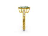 Yellow gold Fancy Green Marquise Cut Diamond Ring with Milgrain Pavé Band and Four-Prong Setting_22