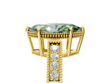 Yellow gold Fancy Green Marquise Cut Diamond Ring with Milgrain Pavé Band and Four-Prong Setting_25