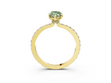 Yellow gold Fancy Green Marquise  Cut Diamond Ring with Pavé Band and Four-Prong Setting_56