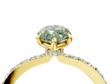 Yellow gold Fancy Green Marquise  Cut Diamond Ring with Pavé Band and Four-Prong Setting_57