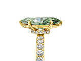 Yellow gold Fancy Green Marquise  Cut Diamond Ring with Pavé Band and Four-Prong Setting_58