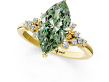 Yellow gold Fancy Green Marquise Cut Diamond Ring with Side Stones and Four-Prong Setting_80