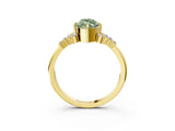 Yellow gold Fancy Green Marquise Cut Diamond Ring with Side Stones and Four-Prong Setting_82