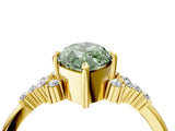Yellow gold Fancy Green Marquise Cut Diamond Ring with Side Stones and Four-Prong Setting_83