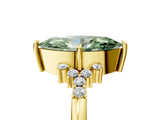 Yellow gold Fancy Green Marquise Cut Diamond Ring with Side Stones and Four-Prong Setting_84