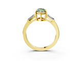 Yellow gold Fancy Green Marquise  Cut Diamond Ring with Tapered Baguette Side Stones in Four-Prong Setting_6