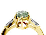Yellow gold Fancy Green Marquise  Cut Diamond Ring with Tapered Baguette Side Stones in Four-Prong Setting_7