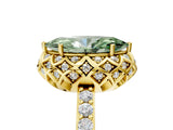 Yellow gold Fancy Green Marquise Cut Diamond Scalloped Halo Engagement Ring with Round Shared Prong Band_17