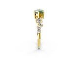 Yellow gold Fancy Green Marquise Cut Diamond Scattered Round Accent Ring with Prong Setting_14