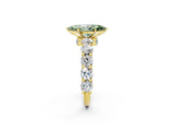 Yellow gold Fancy Green Marquise Cut Diamond Side Stone Engagement Ring with Four-Prong Setting_26