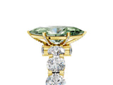 Yellow gold Fancy Green Marquise Cut Diamond Side Stone Engagement Ring with Four-Prong Setting_29