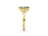 Yellow gold Fancy Green Marquise Cut Diamond Solitaire Celtic Knot Ring with Four-Prong Setting_74