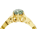 Yellow gold Fancy Green Marquise Cut Diamond Solitaire Celtic Knot Ring with Four-Prong Setting_76