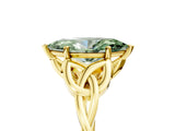 Yellow gold Fancy Green Marquise Cut Diamond Solitaire Celtic Knot Ring with Four-Prong Setting_77