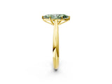 Yellow gold Fancy Green Marquise Cut Diamond Solitaire Engagement Ring with Cathedral Setting and Four-Prong Mount_111