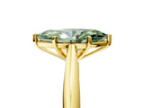 Yellow gold Fancy Green Marquise Cut Diamond Solitaire Engagement Ring with Cathedral Setting and Four-Prong Mount_114