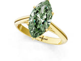 Yellow gold Fancy Green Marquise Cut Diamond Solitaire Engagement Ring with Cathedral Setting and Four-Prong Mount_13