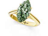 Yellow gold Fancy Green Marquise Cut Diamond Solitaire Engagement Ring with Cathedral Setting and Four-Prong Mount_92