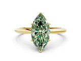 Yellow gold Fancy Green Marquise Cut Diamond Solitaire Engagement Ring with Classic Band and Four-Prong Setting_87