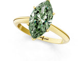 Yellow gold Fancy Green Marquise Cut Diamond Solitaire Engagement Ring with Classic Band and Four-Prong Setting_88