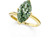 Yellow gold Fancy Green Marquise Cut Diamond Solitaire Engagement Ring with Four-Prong Setting and Classic Band_21