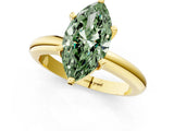 Yellow gold Fancy Green Marquise Cut Diamond Solitaire Engagement Ring with Round Band and Four-Prong Setting_196