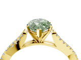Yellow gold Fancy Green Marquise Cut Diamond Solitaire Engagement Ring with Twisted Pavé Band and Four-Prong Setting_43