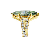 Yellow gold Fancy Green Marquise Cut Diamond Solitaire Engagement Ring with Twisted Pavé Band and Four-Prong Setting_44