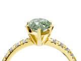 Yellow gold Fancy Green Marquise Cut Diamond Solitaire Pavé Engagement Ring with Round Band and Prong Setting_42
