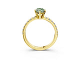 Yellow gold Fancy Green Marquise Cut Diamond Solitaire Pavé Engagement Ring with Round Band and Prong Setting_47