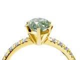 Yellow gold Fancy Green Marquise Cut Diamond Solitaire Pavé Engagement Ring with Round Band and Prong Setting_48