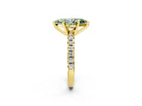 Yellow gold Fancy Green Marquise Cut Diamond Solitaire Pavé Engagement Ring with Round Band and Prong Setting_82