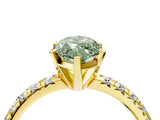 Yellow gold Fancy Green Marquise Cut Diamond Solitaire Pavé Engagement Ring with Round Band and Prong Setting_84