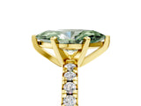 Yellow gold Fancy Green Marquise Cut Diamond Solitaire Pavé Engagement Ring with Round Band and Prong Setting_85