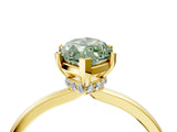 Yellow gold Fancy Green Marquise Cut Diamond Solitaire Ring with Classic Band and Four-Prong Setting_4