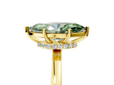 Yellow gold Fancy Green Marquise Cut Diamond Solitaire Ring with Classic Band and Four-Prong Setting_5
