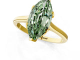 Yellow gold Fancy Green Marquise Cut Diamond Solitaire Ring with Flower Prong Setting and Classic Band_37
